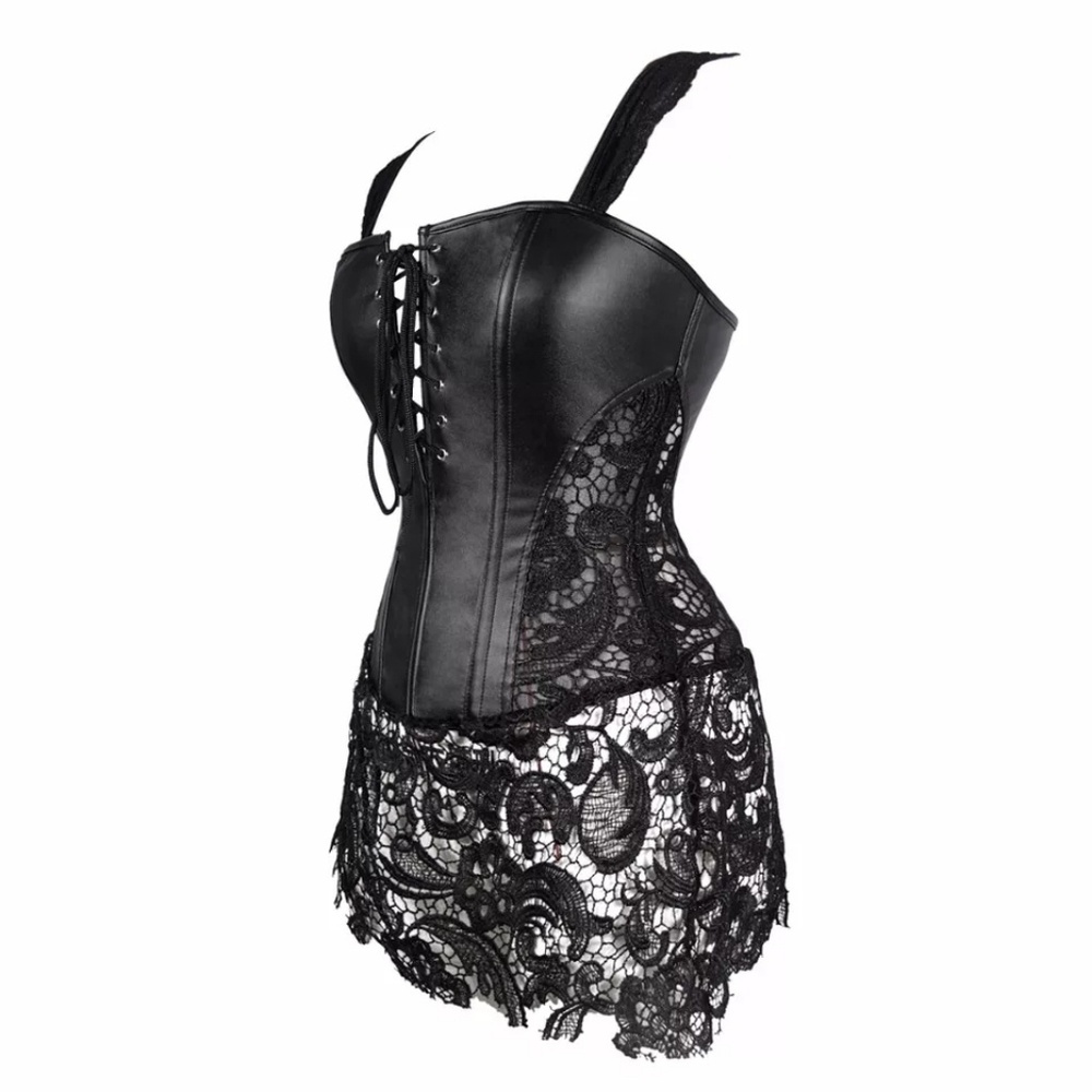 🆕️Black faux leather and lace corset - Picture 3 of 7